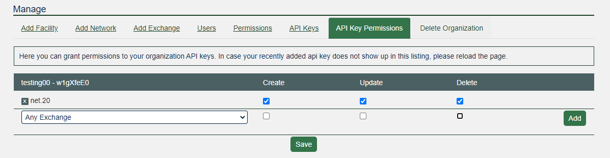 "manage organization api key permissions"
