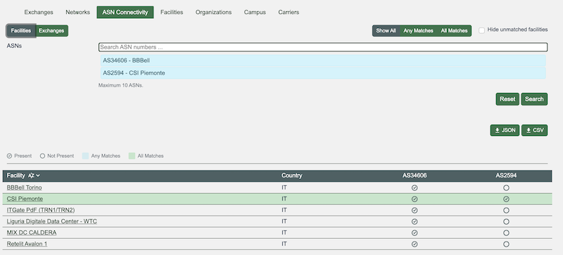 Find ASN Comparison in Advanced Search