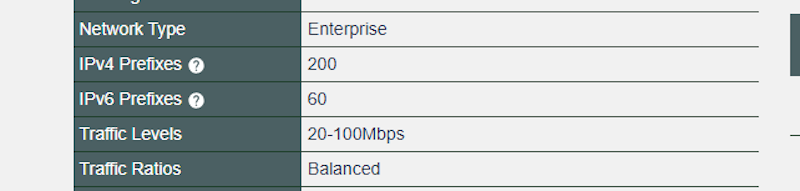 Updated config on PeeringDB