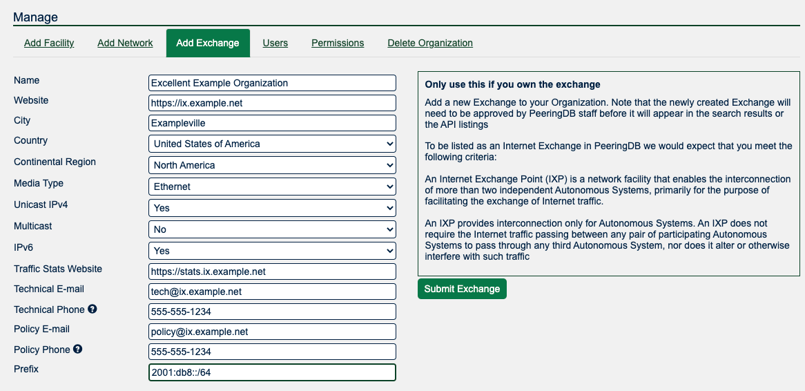 Example Organization Form