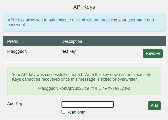 "form to add user api key"